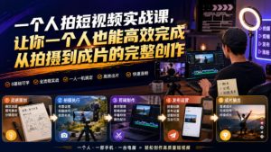 一个人拍短视频实战课,让你一个人也能高效完成从拍摄到成片的完整创作-网赚36计