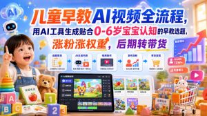 儿童早教AI视频全流程,用AI工具生成贴合0-6岁宝宝认知的早教选题,涨粉涨权重,后期转带货-网赚36计
