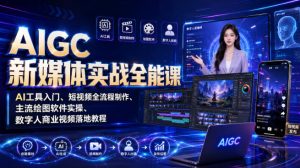 AIGC新媒体实战全能课|AI工具入门、短视频全流程制作、主流绘图软件实操、数字人商业视频落地教程-网赚36计