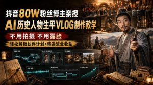 抖音80W粉丝博主的AI历史人物生平VLOG教学,不用拍摄不用露脸,AI帮你搞定,轻松解锁伙伴计划+精选收益-网赚36计