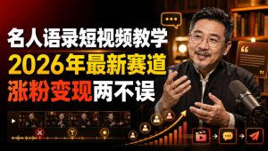 名人语录短视频教学,2026年最新赛道,涨粉变现两不误-网赚36计