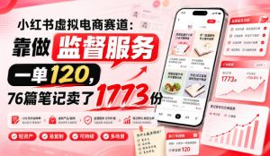 小红书虚拟电商赛道:靠做监督服务,一单120,76篇笔记卖了1773份-网赚36计