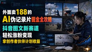 外面卖188的AI伪记录片掘金全攻略,抖音图文新赛道,轻松涨粉变现,拿创作者伙伴计划收益【文档】(更新)-网赚36计