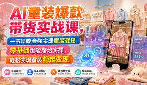 AI童装爆款带货实战课，一节课教会你实现童装变现，零基础也能落地实操-网赚36计