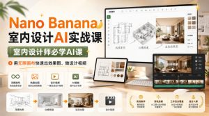 Nano Banana室内设计AI实战课,室内设计师必学AI课,用无限画布快速出效果图、做设计视频-网赚36计