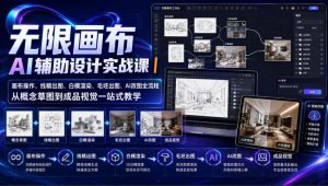 无限画布AI辅助设计实战课|画布操作、线稿出图、白模渲染、毛坯出图、AI改图全流程,从概念草图到成品视觉一站式教学-网赚36计