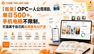 【首发】OPC一人公司项目，单日500+，手机电脑不限制，打造属于自己的品牌画布AI产品，收费陪跑【揭秘】-网赚36计