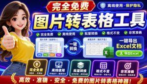 图片表格识别提取工具，支持一键从图片中智能提取表格并导出Excel文件，可离线免网运行，FastTableOCR-网赚36计