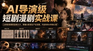 AI导演级短剧漫剧实战课，从单条视频到连续大片，掌握AI影视生产全流程，开启你的AI导演之路!-网赚36计