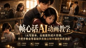 帧心话AI动画教学|从写剧本、出画面到成片剪辑,手把手教会零基础学员独立制作爆款情感漫剧-网赚36计