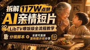 拆解117W点赞AI亲情短片,LibTV喂饭级全流程教学,分镜脚本+全套可直接复制提示词分享-网赚36计