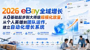 2026 eBay全域增长,从0基础起步到大师级规模化放量,从个人英雄到团队运作,建立自动化增长系统-网赚36计