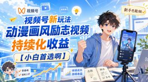视频号新玩法动漫画风励志视频，持续化收益【小白首选啊】-网赚36计