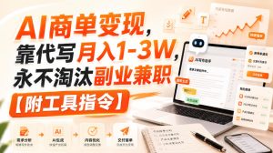 AI商单变现，靠代写月入1-3W，永不淘汰副业兼职【附工具指令】【揭秘】-网赚36计