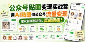 公众号贴图变现实战营，用AI贴图做公众号流量变现，建议新手都去做，真能賺钱！-网赚36计