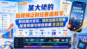 某大佬的短视频泛财经赛道教学,财经细分定位、爆款选题文案到配音剪辑与特效拆解全流程-网赚36计