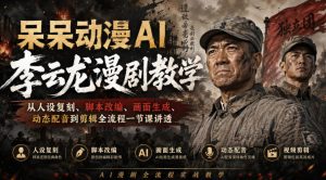 呆呆动漫AI李云龙漫剧教学，从人设复刻、脚本改编、画面生成、动态配音到剪辑全流程一节课讲透-网赚36计