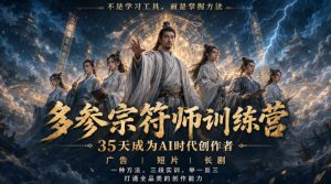 多参宗符师训练营,35天成为AI时代创作者,广告|短片|长剧,一种方法,三段实训,举一反三,打通全品类的创作能力-网赚36计