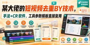 某大佬的短视频去重搬运技术,手法+CR软件,工具参数模板直接复用-网赚36计