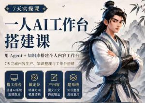 7天实操课一人AI工作台搭建课，用Agent+知识库搭建个人内容工作台，7天完成内容生产、知识整理与工作台搭建-网赚36计