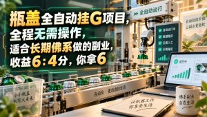 瓶盖全自动挂G项目，全程无需操作，适合长期佛系做的副业，收益6：4分，你拿6【揭秘】-网赚36计