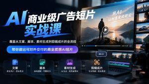 AI商业级广告短片实战课,覆盖从文案、脚本、素材生成到剪辑成片的全流程,帮你做出可对外交付的商业质感AI短片-网赚36计