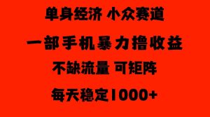 26年暴力单身经济,稳定日入500-1k,不缺流量,流量极大,冷门小众赛道,门槛低小白轻松上手【揭秘】-网赚36计