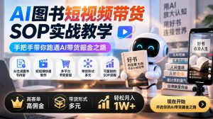AI图书短视频带货SOP实战教学,手把手带你跑通AI带货掘金之路,高客单高佣金,带货形式多元,轻松月入1W+-网赚36计