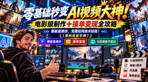 零基础秒变AI视频大神!电影级制作+接单变现全攻略,模板直接抄,无需任何技术经验!【原创双语字幕】-网赚36计