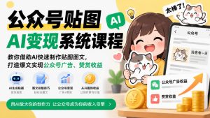 公众号贴图AI变现系统课程｜教你借助AI快速制作贴图图文，打造爆文实现公众号广告、赞赏收益-网赚36计