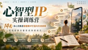 心智型IP实操训练营｜14天身心灵赛道短视频IP打造与引流变现，把短视频流量变成持续成交-网赚36计