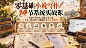零基础小说写作14节系统实战课，搭建故事框架，积累创作灵感，网文、剧本写作+投稿出书全链路教学-网赚36计