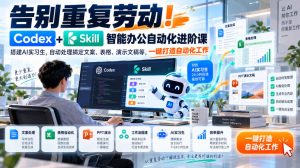 告别重复劳动！Codex+Skill智能办公自动化进阶课｜搭建AI实习生，自动处理搞定文案、表格、演示文稿等，一键打造自动化工作-网赚36计