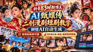 抖音83W粉博主AI甄嬛传二创漫剧短剧教学|剧情AI自动生成,复制粘贴即可做,各大平台创作者分成+收徒等多种收益-网赚36计