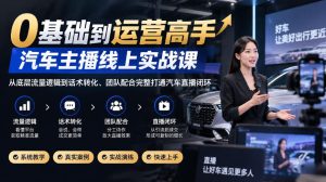 0基础到运营高手,汽车主播线上实战课,从底层流量逻辑到话术转化、团队配合完整打通汽车直播闭环-网赚36计