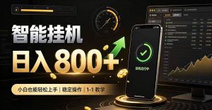 零值守智能挂G，副业高效增收居家智能挂G，新手也能日入800【揭秘】-网赚36计